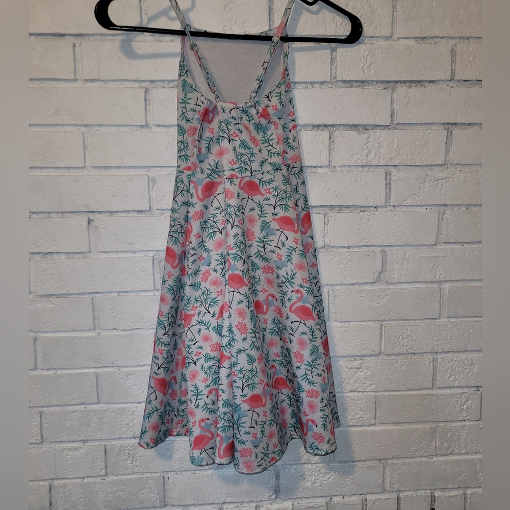 Flamingo Print Sleeveless Dress by Funnycokid, Little Girls Size Large (L) - Picture 2 of 5